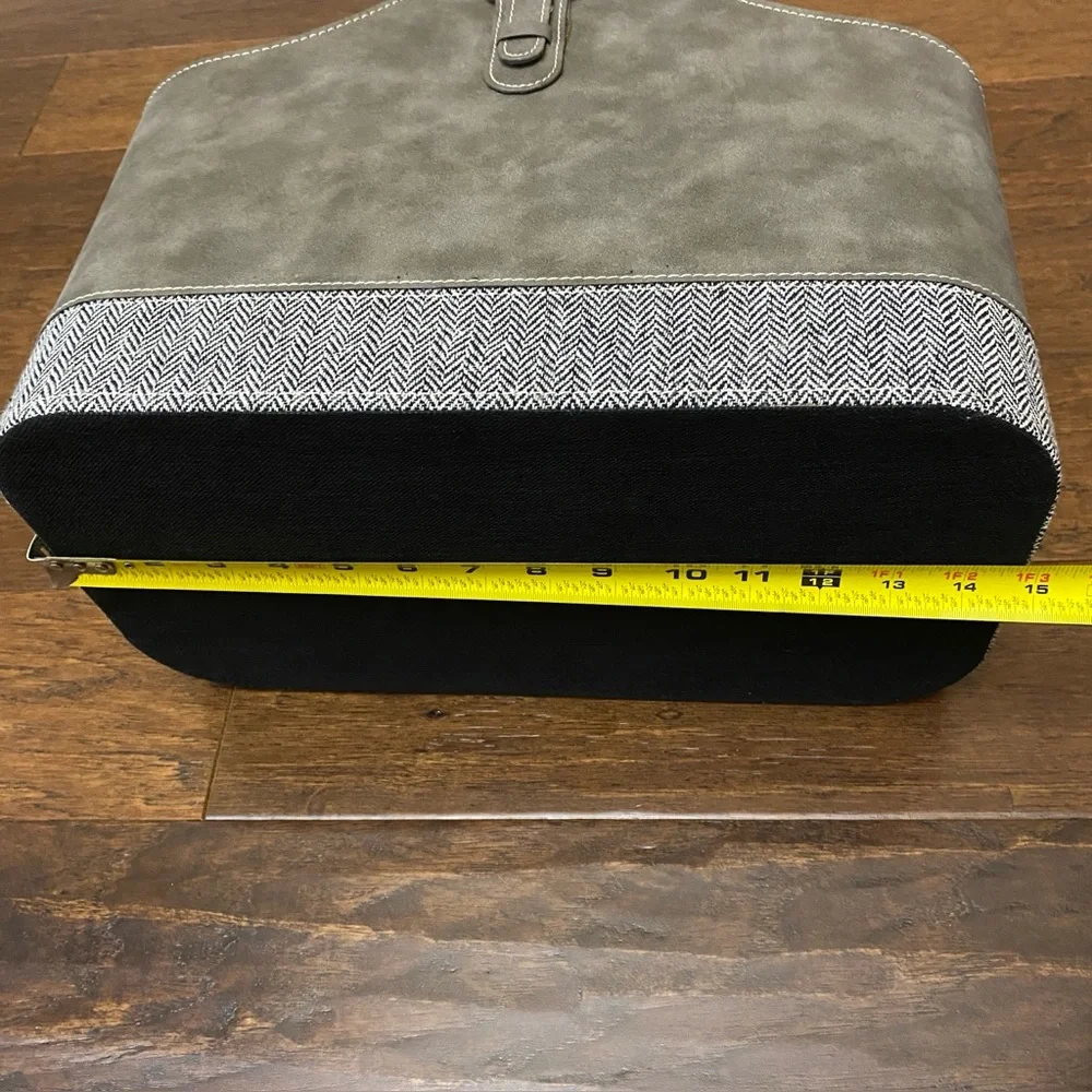 Gray Faux Leather Tweed Magazine Holder Storage Bin Basket Home Decor